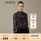 PORTS寶姿 新品女裝復古小立領長袖襯衫LN9B010JPS019 黑色印花 XS (2)
