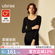 ubras倍暖鉆石領(lǐng)柔暖肌底衣套裝女秋冬秋衣褲保暖內(nèi)衣基礎(chǔ)打底衣 【倍暖套裝】黑色 XL