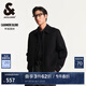 杰克·瓊斯（JACK&JONES）男裝春秋單側(cè)皮標(biāo)LOGO裝飾時尚潮流百搭尖領(lǐng)毛呢大衣男224427017 黑色E40 常規(guī) 黑色E40 S 170