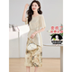 棉致杭州高端桑蠶真絲連衣裙女2025新款夏季國際大牌今年流行兩件套裝 杏色 L