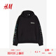 H&M【涅槃樂隊(duì)】男裝女裝衛(wèi)衣夏季美式搖滾樂隊(duì)印花連帽衫1117750 黑色/Nirvana 170/92