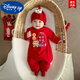 迪士尼（Disney）嬰兒連體衣服春秋滿(mǎn)月周歲服百天宴新生寶寶新年拜年包屁哈衣男女 長(cháng)袖套頭大紅聰明伶俐 66cm (建議3~6個(gè)月)