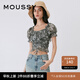 moussy 女裝新款甜美風(fēng)花卉花紋方領(lǐng)抽褶襯衫女028GAZ30-5830 167混合灰色 S 00001