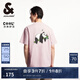 杰克·瓊斯（JACK&JONES）男裝25年棉質(zhì)涼感短袖T恤男士夏季潮流寬松卡通熊貓印花半袖t恤 090淺粉色 涼感 XL 185