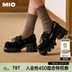 MIO米奧大頭樂福鞋女2025秋季新款復(fù)古學(xué)院6.5cm厚底高跟方頭單鞋 黑色 35 (225mm)
