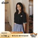 DZZIT地素連衣裙2025夏季新款復古深藍格子拼接小翻領短裙女3J2O4383T 深藍色（半身裙） S