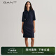 GANT/甘特中長(zhǎng)裙多巴胺秋冬新款女士時(shí)尚五分袖Polo領(lǐng)隱藏扣連衣裙 433夜藍(lán)色 M