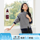 梵希蔓時尚撞色立領(lǐng)開衫毛衣女2024秋季新款慵懶寬松顯瘦針織上衣 73382 灰色 L