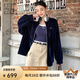 美洋（MEIYANG）馬林藍(lán)外套復(fù)古時(shí)髦燈芯絨休閑寬松雙拉鏈長(zhǎng)袖上衣時(shí)尚百搭外套女 藏藍(lán)色 M