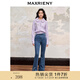 MAXRIENY【商場(chǎng)同款】流星釘鉆牛仔長(zhǎng)褲高腰修身微喇休閑褲 紺青色 S 01