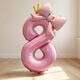 仕彩 粉色數字氣球蝴蝶結男孩女孩生日禮物周歲場(chǎng)景布置裝飾拍照道具8
