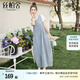 絲柏舍長(zhǎng)款連衣裙2025春夏新款女裝簡(jiǎn)約套頭背帶無(wú)袖牛仔裙