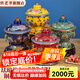 炊老爺（CHUILAOYE）景泰藍單人銅火鍋家商用老式小火鍋鍋具一人一鍋酒精爐火鍋專(zhuān)用鍋 紅雙龍[紫銅葫蘆款]+送燃油6件套 20cm