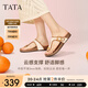 他她（TATA）復(fù)古休閑夾腳拖鞋女鞋氣質(zhì)厚底涼鞋2025夏季新款7GN02BT5 米白 36