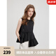 ELLE摩登釘珠荷葉邊無(wú)袖襯衫女2025夏季新款不規(guī)則設(shè)計(jì)感時(shí)髦小衫 黑色 S