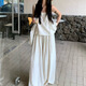 素織錦辣妹裙子套裝夏季女裝度假風(fēng)海邊穿搭兩件套氣質(zhì)吊帶背心白色長裙 吊帶背心+寬松闊腿褲【白色】 L 【推薦體重105-130斤】