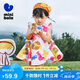 迷你巴拉女童寶寶裙子夏季透氣純棉荷葉邊小飛袖連衣裙