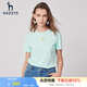 哈吉斯（HAZZYS）女裝 夏季款小清新簡(jiǎn)約印花圓領(lǐng)短袖t恤女ASTSE03BE68 淺綠色LG M (160/84A 38)