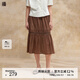 播蕾絲拼接裙擺A字半身裙女商場(chǎng)同款韓系風(fēng)格子長(zhǎng)裙BDR2BD0935 O91熔巖格 M