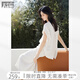 對白慵懶高級感襯衫套裝裙女2025夏新款圓領(lǐng)襯衣半身裙氣質(zhì)兩件套 米白色 M