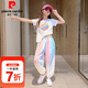 皮爾卡丹（pierre cardin）童裝女童套裝夏季2025新款兒童短袖防蚊褲休閑洋氣女孩運動兩件套 上衣加褲子兩件套 140 尺碼9~10歲【130-140cm】