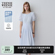 Teenie Weenie小熊女裝簡(jiǎn)約夏氣質(zhì)設(shè)計(jì)感泡泡袖藍(lán)色連衣裙百褶裙 淺藍(lán)色 S