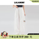LALABOBO潮流休閑褲男女裝2025夏季新款寬松闊腿時(shí)尚百搭長(zhǎng)褲子RBEB-ZC23 米白 薄款 S