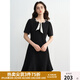 獨(dú)束大碼女裝2025夏新款波點(diǎn)飄帶連衣裙微胖收腰赫本風(fēng)氣質(zhì)小黑裙 烏梅黑-短款 4XL （尺碼：6）