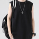 妙奕嘉背心男士夏季坎肩運動(dòng)健身背心純棉汗衫打底寬松大碼無(wú)袖t恤上衣 純黑色坎肩 L 【建議 110-125斤】