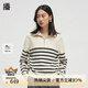 播商場(chǎng)同款Polo領(lǐng)條紋針織衫女秋新款寬松薄款毛衣BDR3SD1911 W22淺云條 M