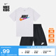 耐克（NIKE）官方男女童幼童T恤和短褲套裝夏季經典輕便舒適II6486 010黑 110 S