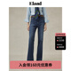 ELAND【萊卡面料】衣戀牛仔褲女小高腰微喇叭通勤褲2025夏季新款 牛仔色(55)Indigo M