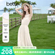 百圖betu女裝2025夏季新款連衣裙無(wú)袖西米亞吊墜花邊裙子女2507T49 淺杏色 S
