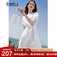 百圖betu女裝2025夏季新款短袖連衣裙重工刺繡收腰顯瘦裙子女2505T75 白色 XS