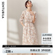 尚都比拉新中式國風(fēng)連衣裙夏裝青花瓷印花氣質(zhì)收腰顯瘦裙子 白底橘花 M