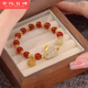 月桂玉兔手鏈女ins設(shè)計(jì)新款本命年綠珠福牌手串女神節(jié)生日禮物 紅珠福牌玉兔手鏈
