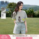 香影【小熊奇遇T】灰色短袖t恤女夏2025新款寬松落肩撞色刺繡上衣 熔巖灰色 M 160/84A/95-110斤