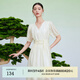 迪賽尼斯（DESIGNICE）新中式天絲裙子夏季新款國風(fēng)收腰杏色短袖連衣裙女 杏色 S