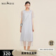 謎底2022夏季款復(fù)古文藝圓領(lǐng)短袖網(wǎng)紗連衣裙長(zhǎng)款222ML0726 霧灰 M