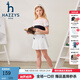 哈吉斯（HAZZYS）童裝女童T恤夏新品輕薄舒適透氣泡泡袖休閑短袖圓領衫 淡粉 145