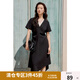 獨(dú)束大碼女裝簡(jiǎn)約大氣醋酸假兩件拼接連衣裙微胖顯瘦不規(guī)則裙子 典雅黑 XL （尺碼：3）