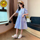 G.DUCKKIDS女童連衣裙夏裝2025新款韓版兒童中大童公主裙甜美小學(xué)生女孩裙子 藍色 【夏季新款甜美公主裙】 48