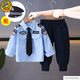 G.DUCKKIDS兒童警官衣服男童套裝夏季新款男寶寶警察演出服中小童襯衫短袖 套裝+帽子--春秋款 110 尺碼3-4歲【100-110cm】