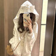 VEOX連帽衛(wèi)衣女狗耳朵可愛寬松拉鏈新款狗爪印開衫上衣情侶慵懶外套 狗爪印立耳衛(wèi)衣*白色-春秋薄款 M 95-108斤