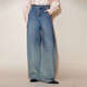 Fabrique 細閃燙鉆水洗漸變純棉闊腿牛仔褲秋季 水洗淺藍牛 XS /P