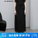 S.DEER圣迪奧2022女裝松緊拼接系帶雪紡不規(guī)則通勤休閑長褲 黑色/91 S/160