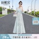 絲柏舍V領(lǐng)連衣裙2025夏裝新款女裝收腰顯瘦溫柔風(fēng)喇叭袖碎花裙