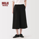 無印良品（MUJI）女式易干彈力泡泡紗輕便七分褲 褲子女款25年夏季女裝 BE1VSA5S 黑色 M （160/66A）