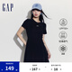 Gap女裝夏季UPF50+防曬連衣裙透氣涼感不對稱A字裙512502 黑色 S (160/80A)亞洲尺碼