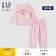 Gap【大小童同款】女童雙面磨毛長(zhǎng)袖睡衣套裝646205 粉色 110 cm(4-5歲) 亞洲尺碼